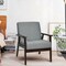 Grey Linen Accent Chair with Rubber Wood Frame and Ergonomic Design